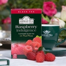 MELNĀ TĒJA AHMAD RASPBERRY INDULGENCE, MAISIŅOS FOLIJA APLOKSNĒS (009522) JN