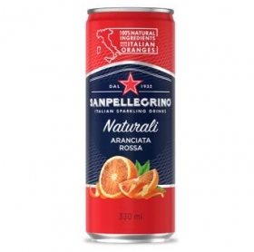 DZĒRIENS GĀZĒTS S.PELLEGRINO ARANCIATA ROSSA NATURALI, METĀLA BUNDŽĀ (576850) +Depozīta TARA J